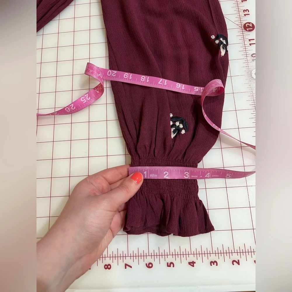 Free People size Small burgundy purple flowy embroidered boho flowy dress